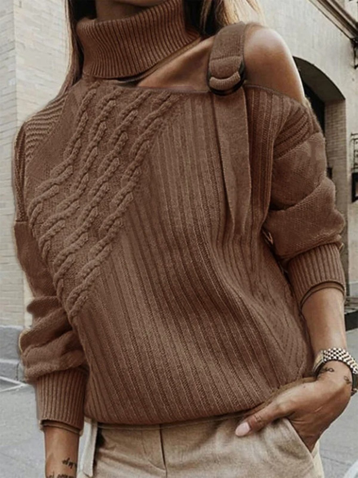 Plain Long Sleeve Casual Sweater