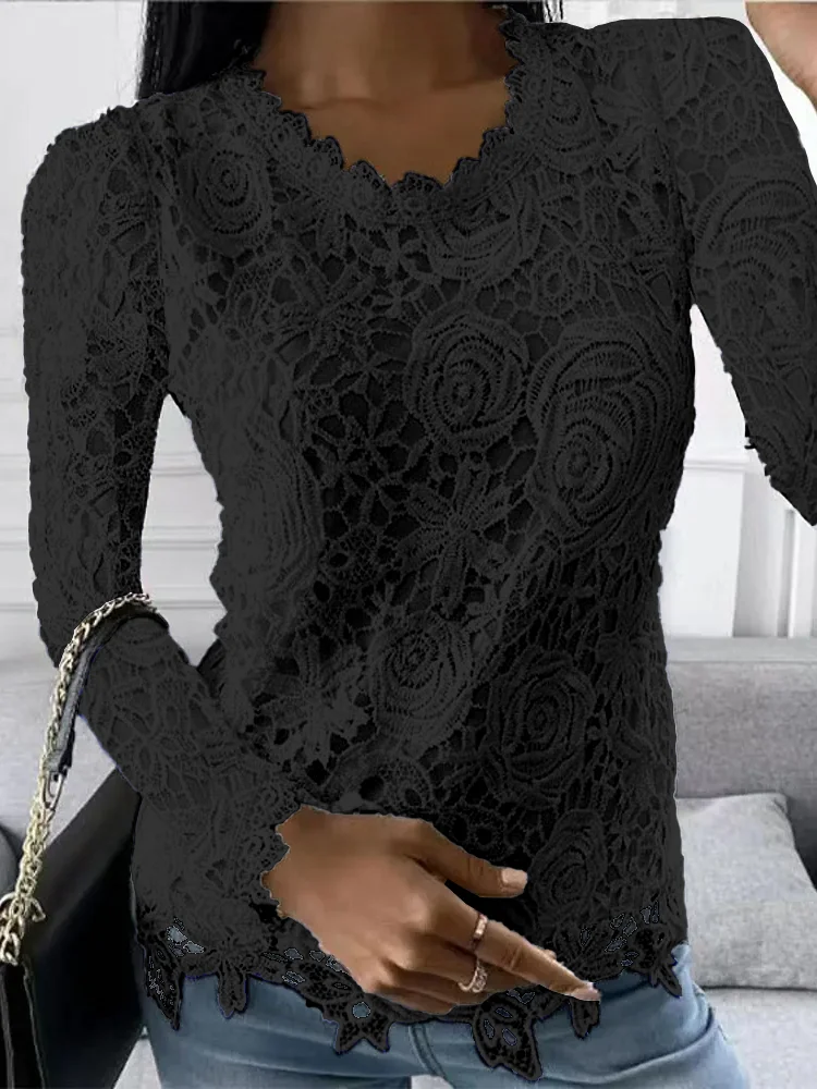 Lace Regular Fit Casual Lace Top