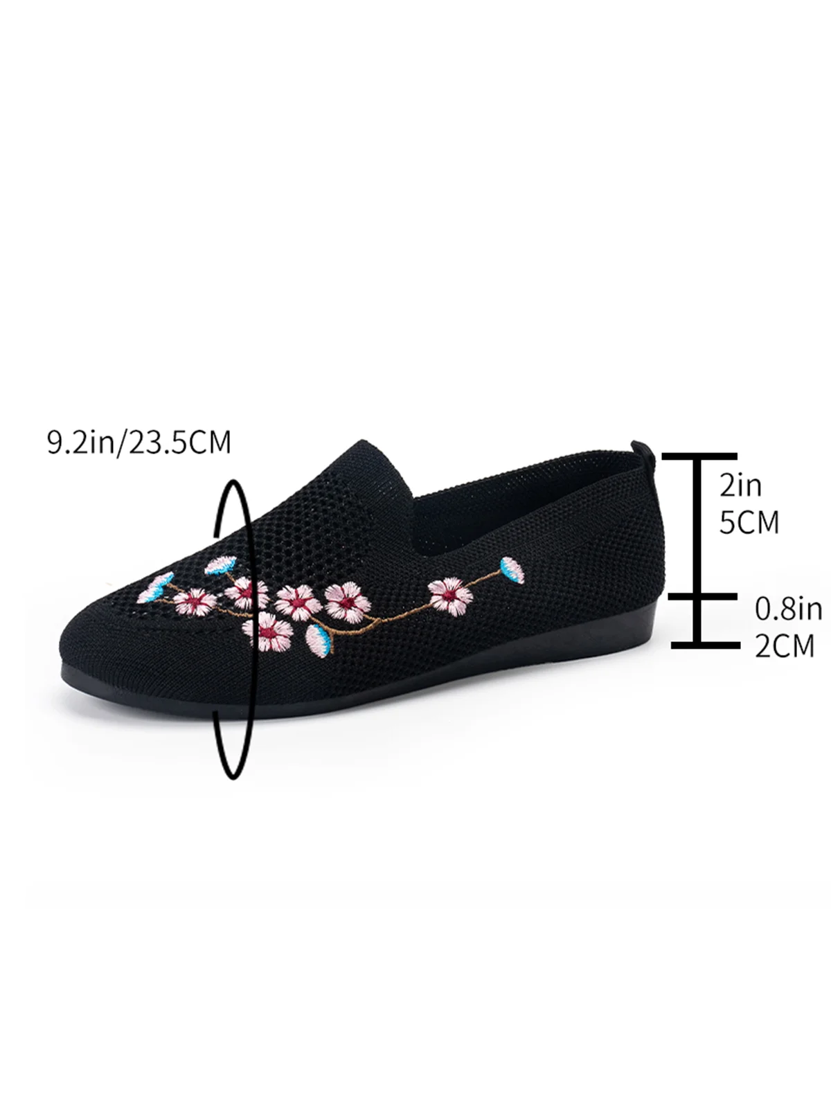 Floral Embroidery Breathable Mesh Fabric Flat Loafers