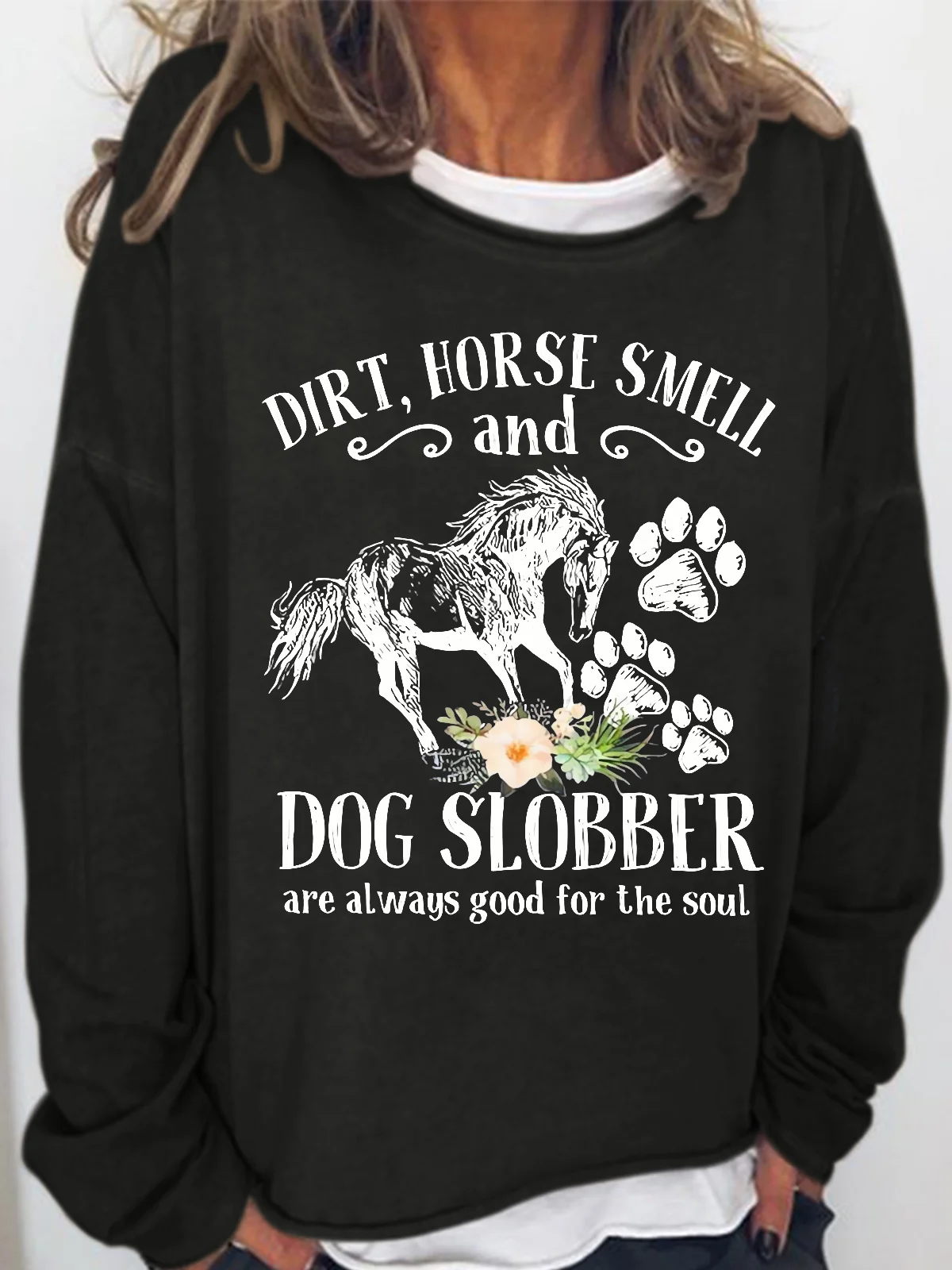 Simple Crew Neck Animal Sweatshirt