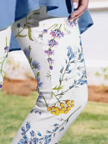 Casual Floral Print Capri Legging