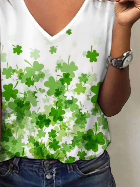 Women's St Patrick's Day T-Shirt Lucky Irish Shamrock Paddy's Day Graphic Tees Tops