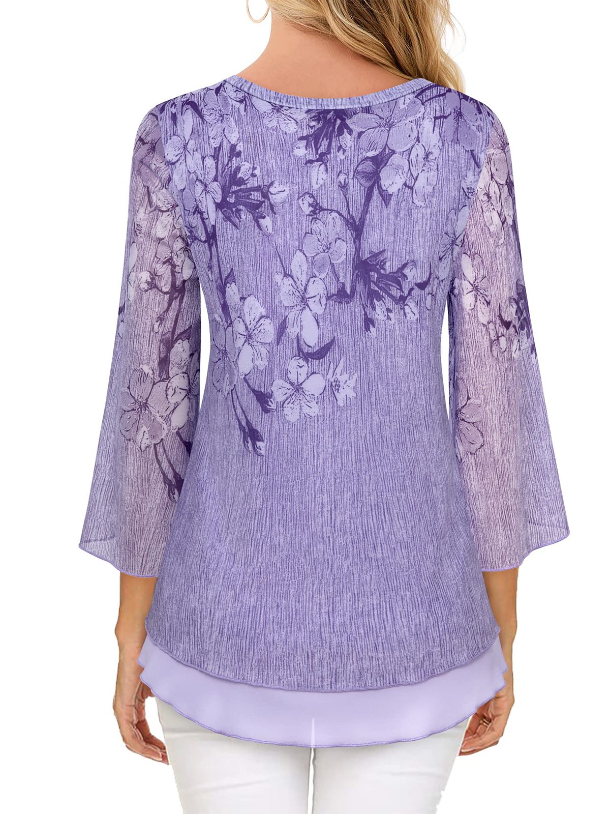 Floral Elegant Loose V Neck Shirt