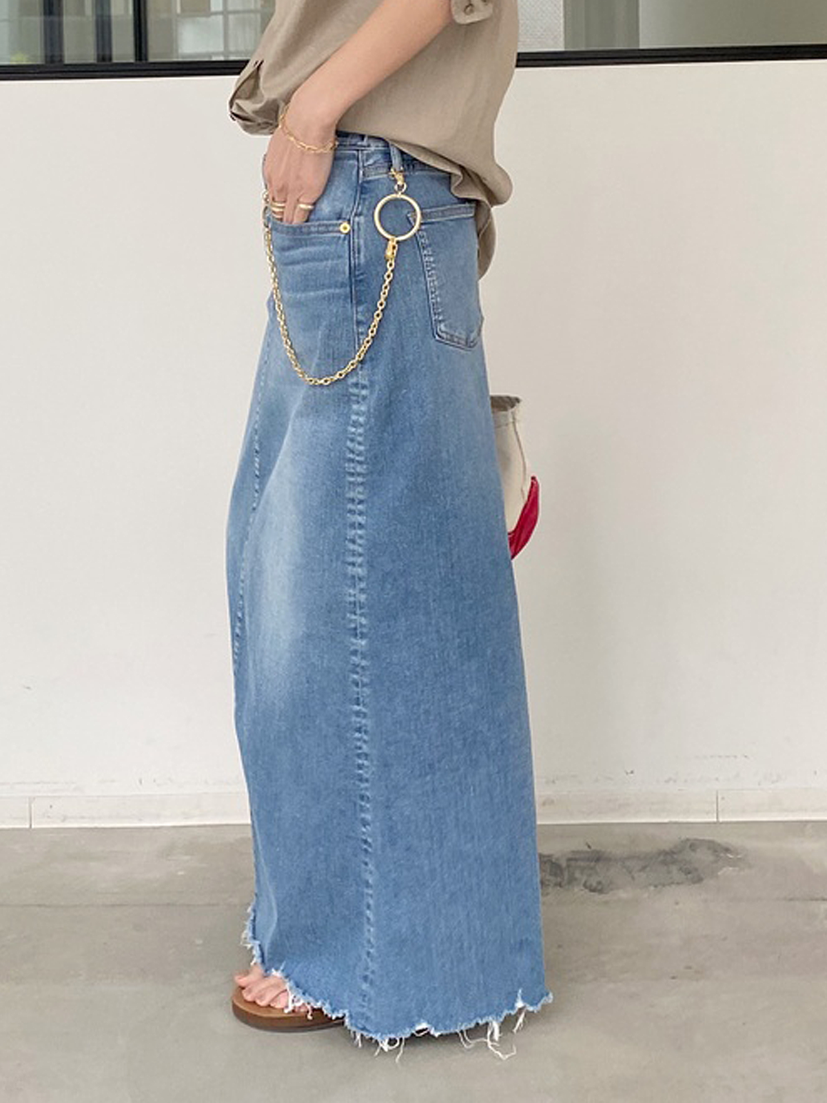 Lightweight Urban Plain Loose Denim Long Skirt