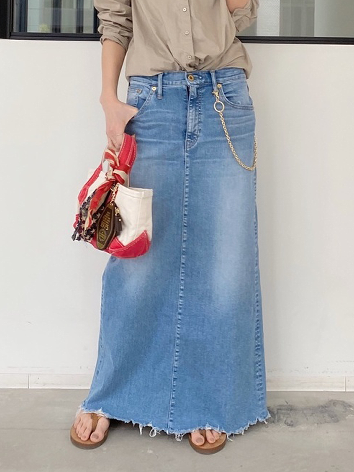 Lightweight Urban Plain Loose Denim Long Skirt