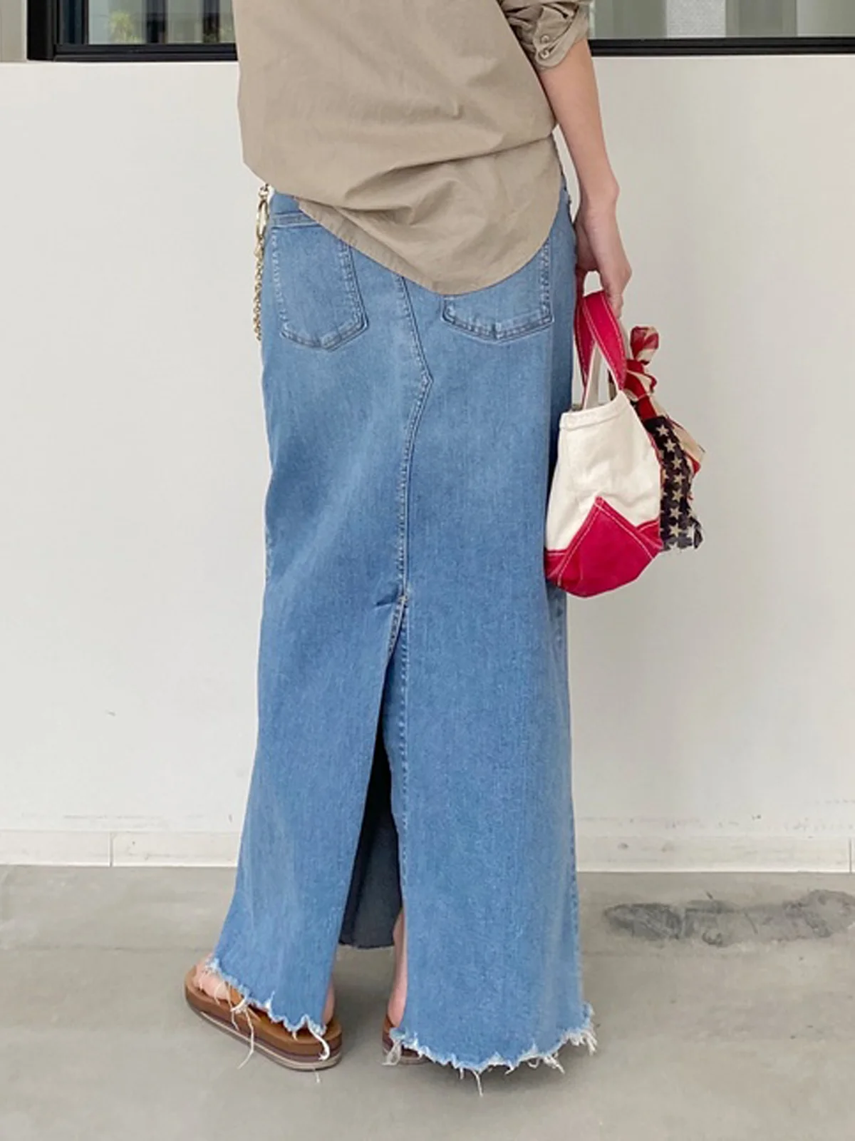 Lightweight Urban Plain Loose Denim Long Skirt