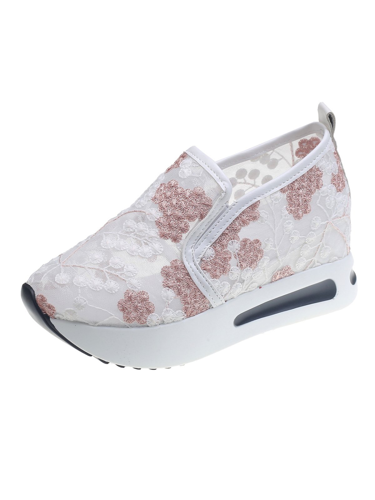 Floral Embroidery Breathable Sheer Mesh Sneakers | noracora