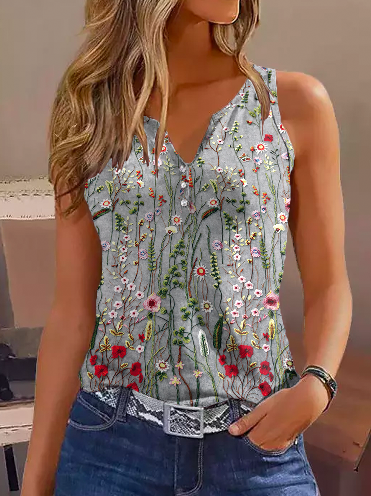 Floral Casual Tank Top