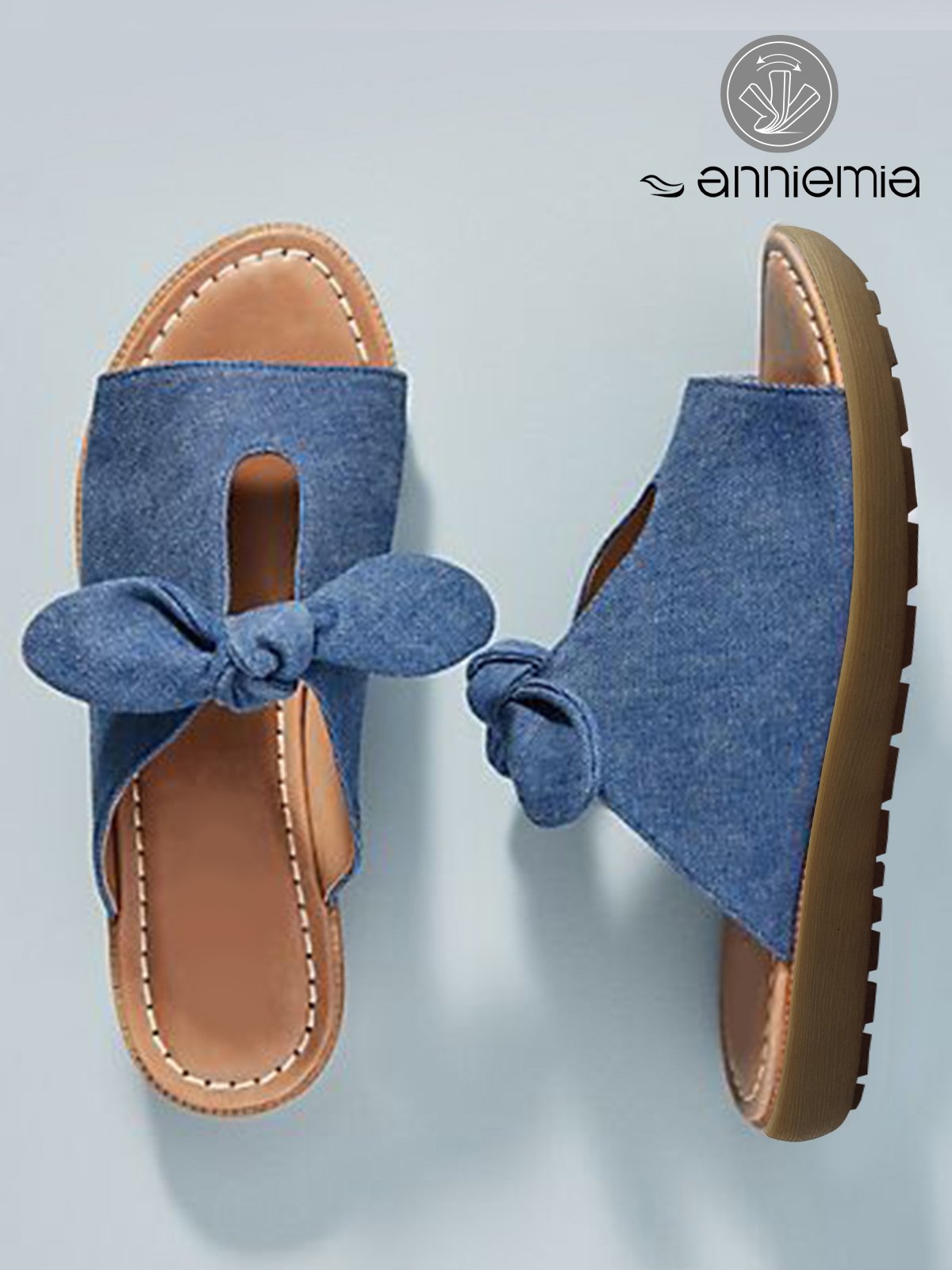 Comfortable Soft Bottom Fashion Knotted Blue Denim Sandals