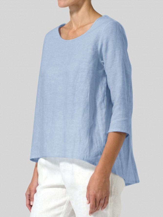 Women Casual 3/4 Sleeve Loose Top Blouse Shirt