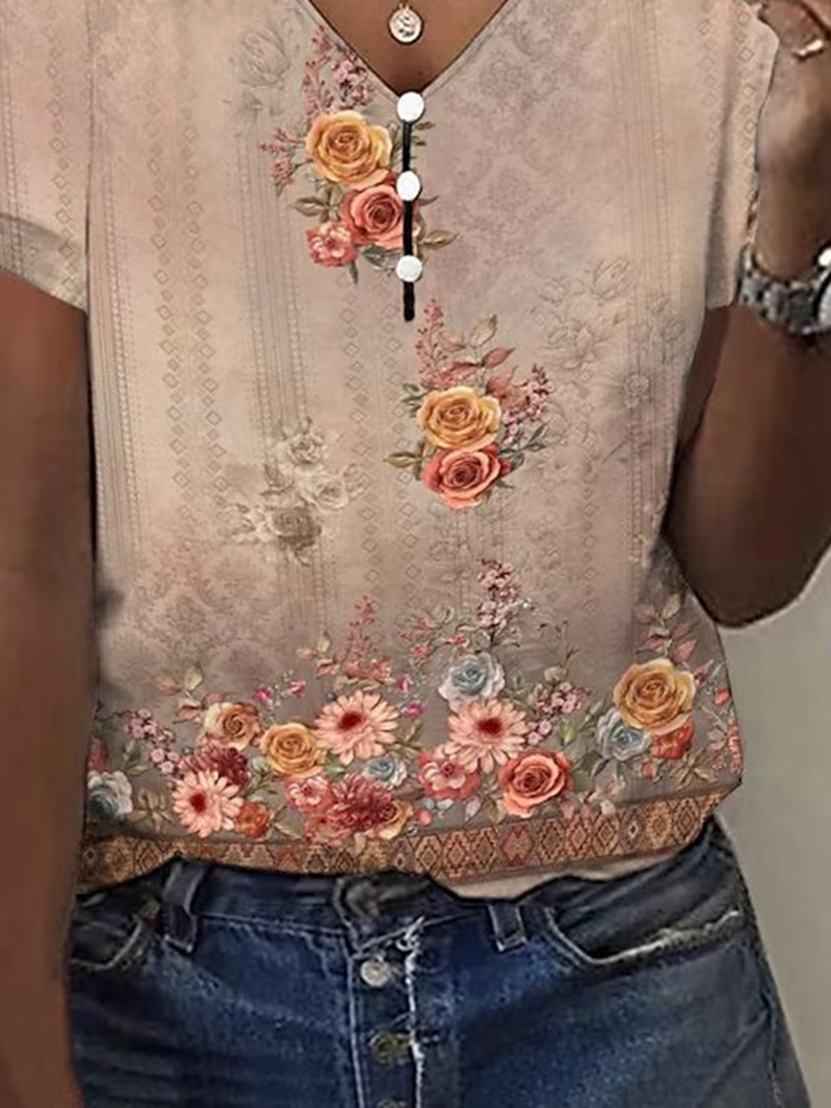 Abstract Lace Casual Loose Shirt