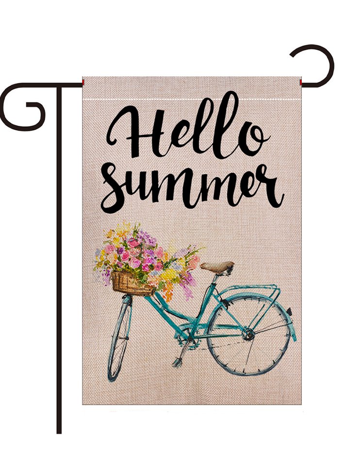 12 x 18 Hello Summer Text Letters And Floral Garden Flag Yard Flag Holiday Outdoor Decor Flag