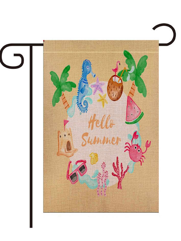 12 x 18 Hello Summer Text Letters And Floral Garden Flag Yard Flag Holiday Outdoor Decor Flag