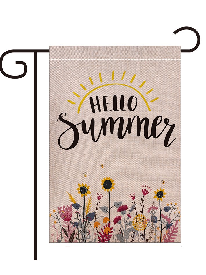 12 x 18 Hello Summer Text Letters And Floral Garden Flag Yard Flag Holiday Outdoor Decor Flag