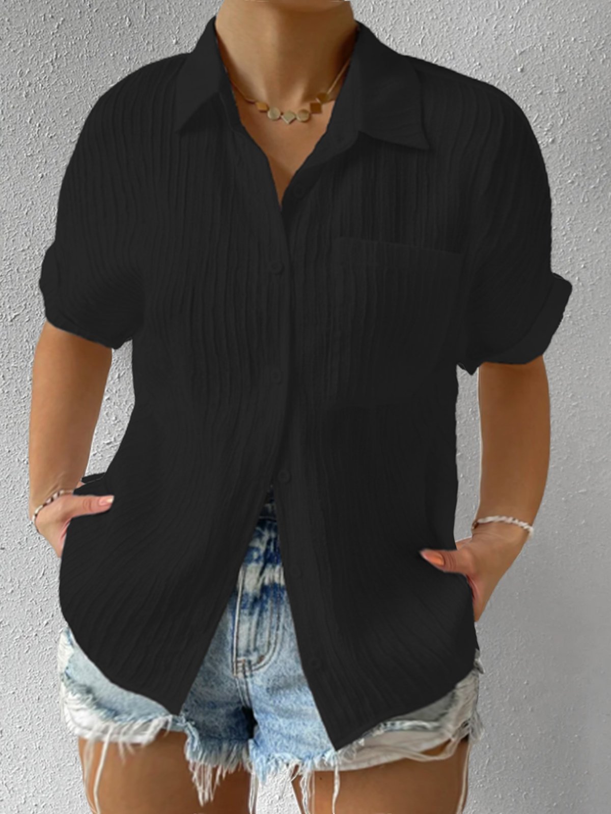 Plus Size Elegant Plain Loose Blouse