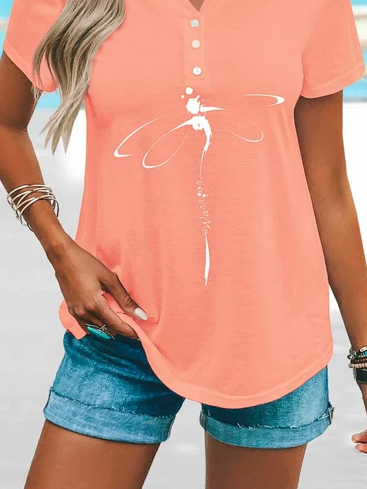 Loose Jersey V Neck Casual Blouse