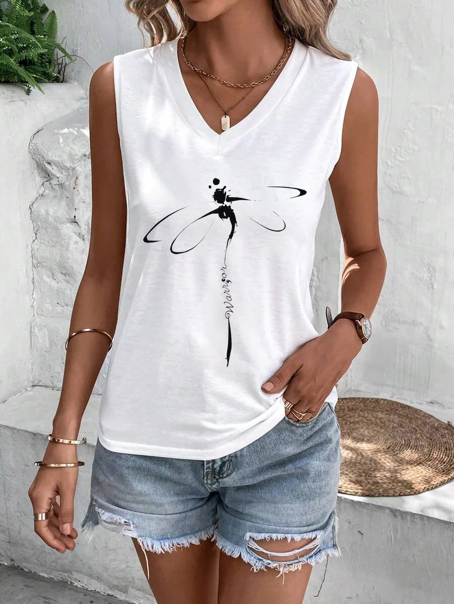 Dragonfly Loose Jersey Casual Tank Top