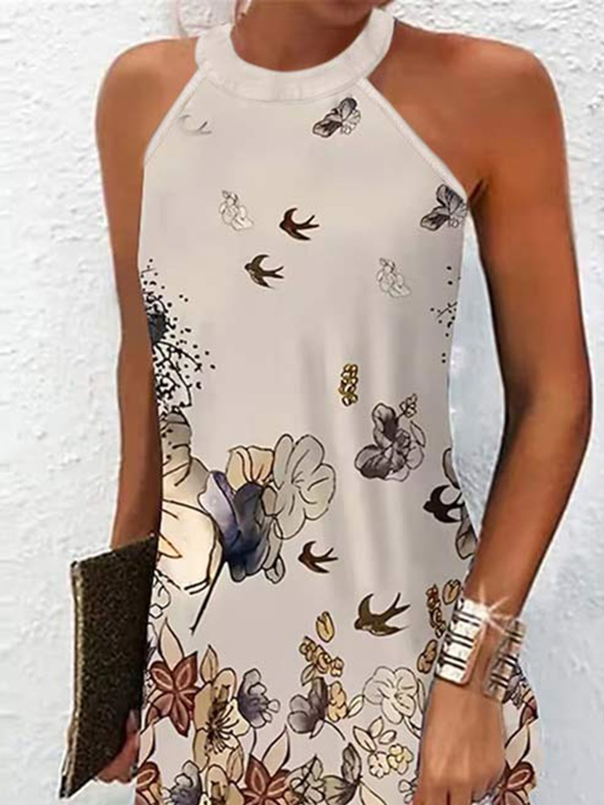 Floral Halter Casual Vacation Loose Dress