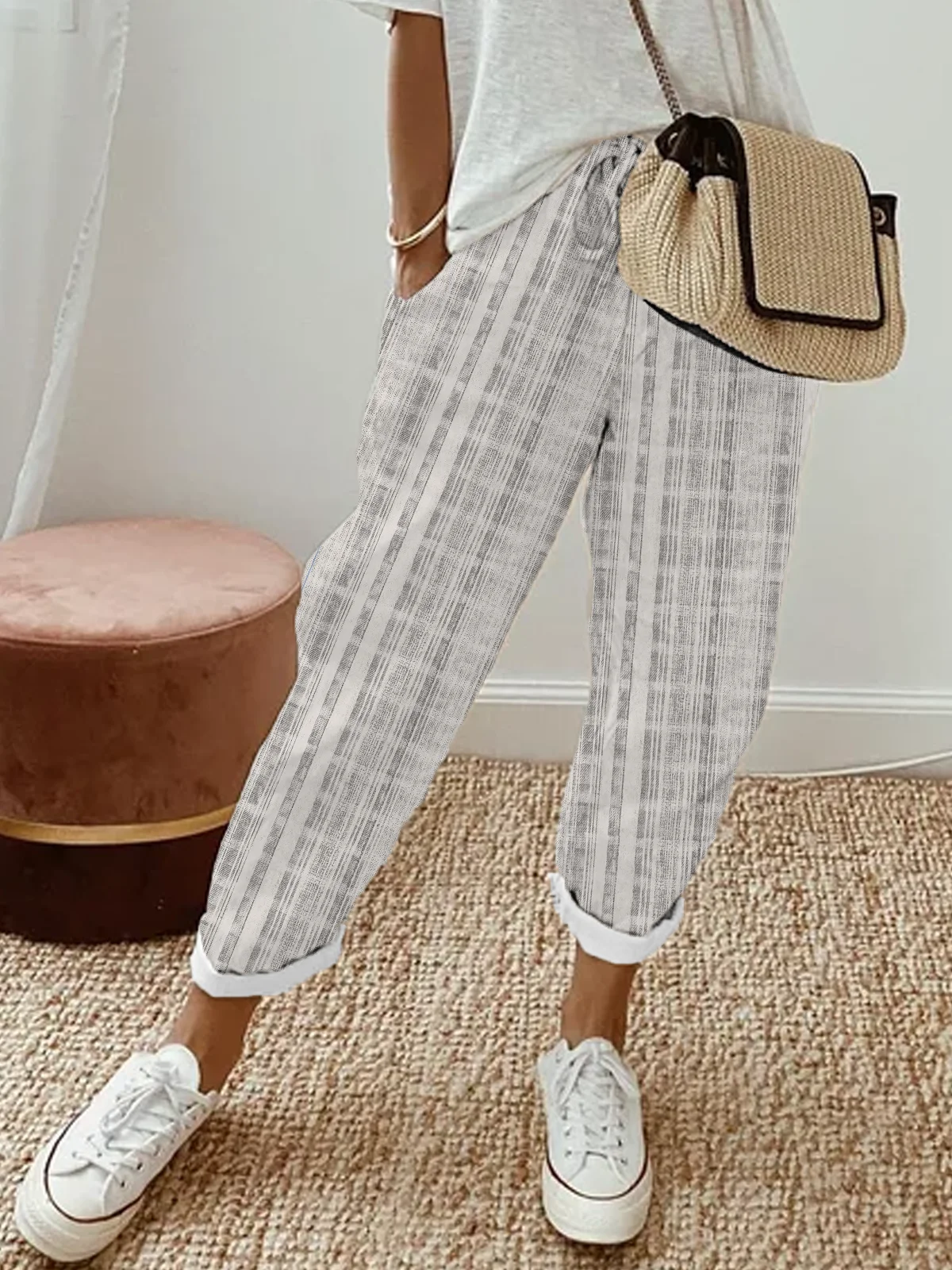 Loose Plaid Casual Pants