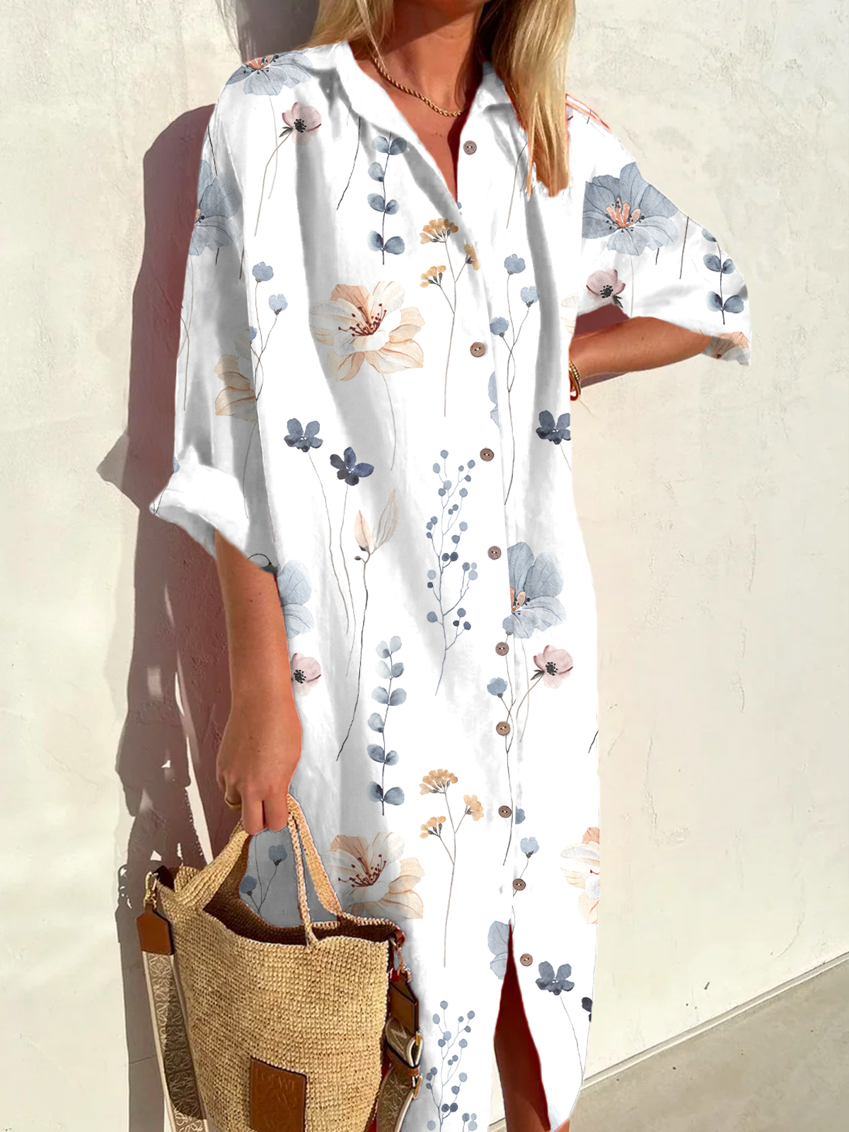 Floral Casual Shirt Dress