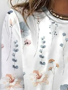 Casual Floral Loose Knitted T-Shirt