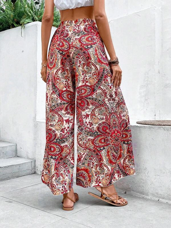 Casual Ethnic High Waist Long Straight Pants