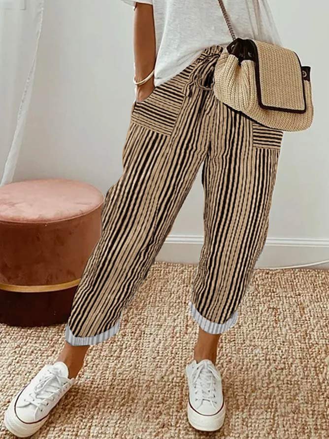 Abstract Stripes Loose Casual Pants