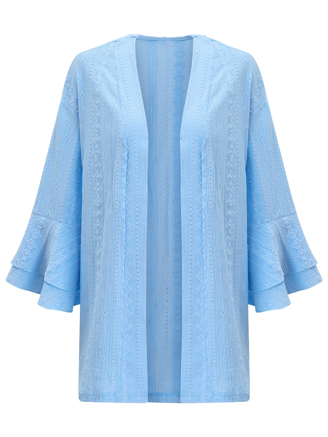 Wrap Long Sleeve Plain Regular Loose Kimono For Women