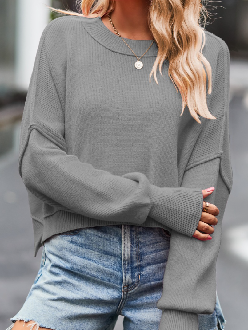 Women Plain Long Sleeve Comfy Casual Sweater