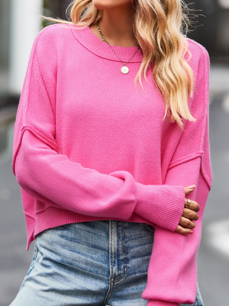 Women Plain Long Sleeve Comfy Casual Sweater