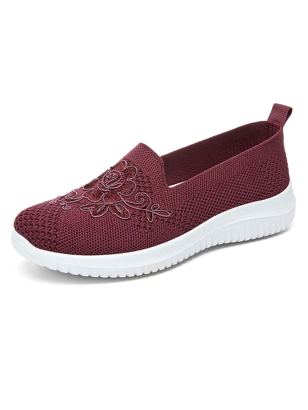 Sports Floral Breathable Slip On Flat Heel Fly Woven Shoes Embroidery