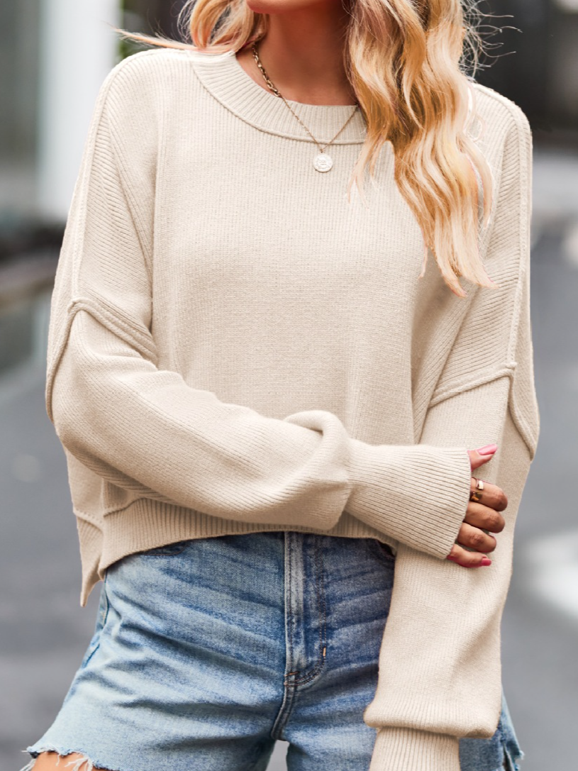 Women Plain Long Sleeve Comfy Casual Sweater