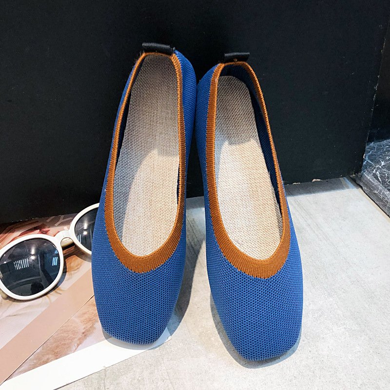 Casual Color Block Slip On Flat Heel Shallow Shoes