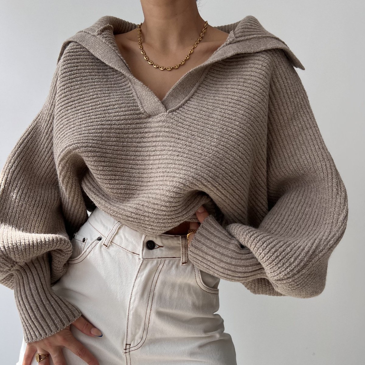 Women Plain Long Sleeve Comfy Simple Sweater