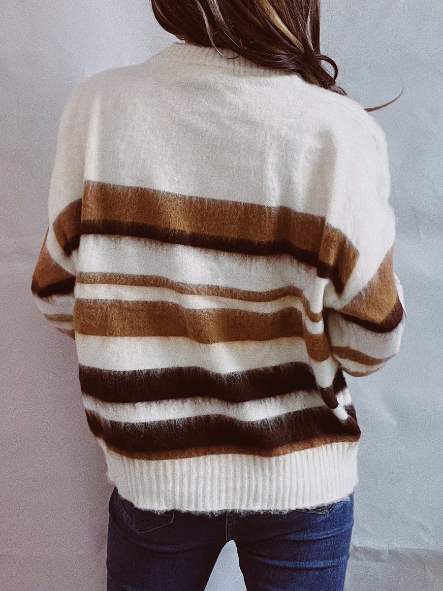 Women Striped Long Sleeve Comfy Casual Sweater