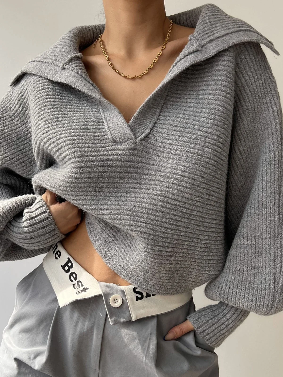 Women Plain Long Sleeve Comfy Simple Sweater