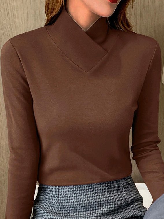 Casual Plain Long Sleeve T-shirt