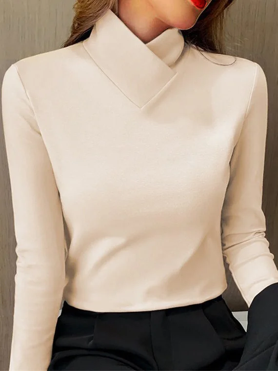 Casual Plain Long Sleeve T-shirt