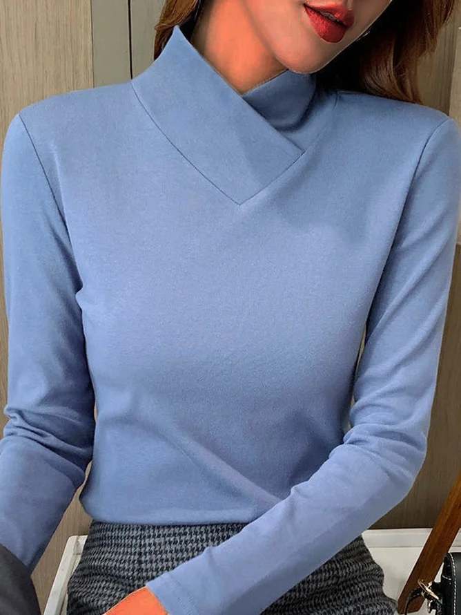 Casual Plain Long Sleeve T-shirt