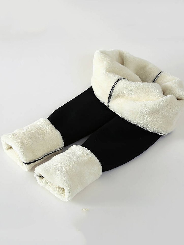 Casual Plain Fleece Skinny Soft Clouds Long Leggings