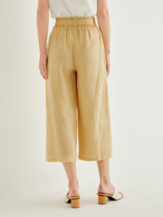 Linen Plain Capris Fashion Pants