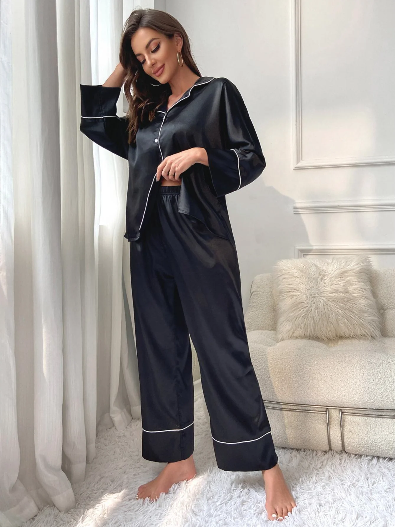 Regular Sleeve Plain Regular Fit Casual Others Pajama Set