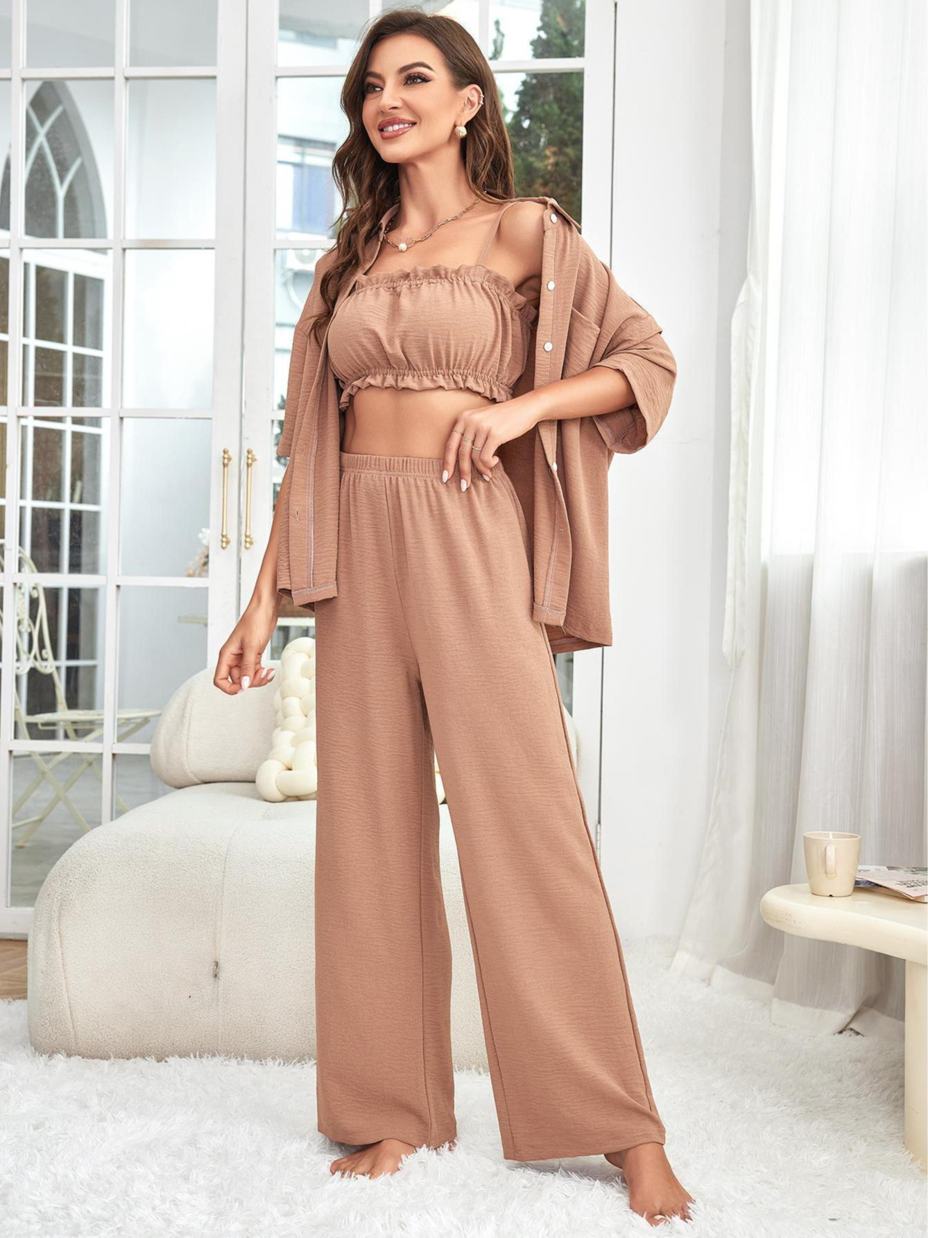 Others Plain Regular Sleeve Regular Fit Simple Pajama Set