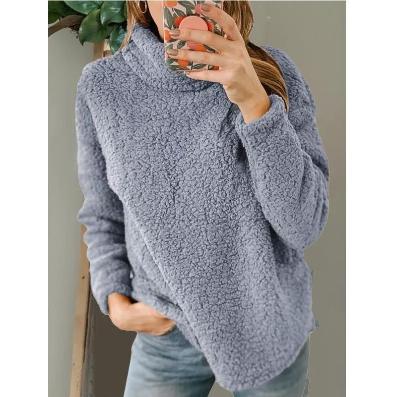 Casual Turtleneck Plain Sweatshirt