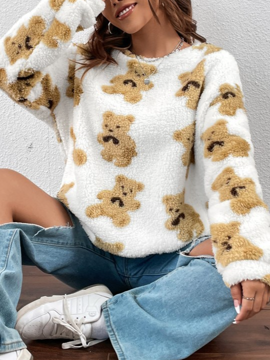 Casual Crew Neck Animal Sweatshirt