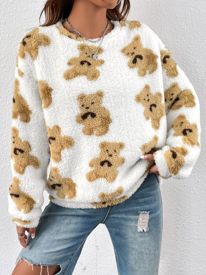 Casual Crew Neck Animal Sweatshirt