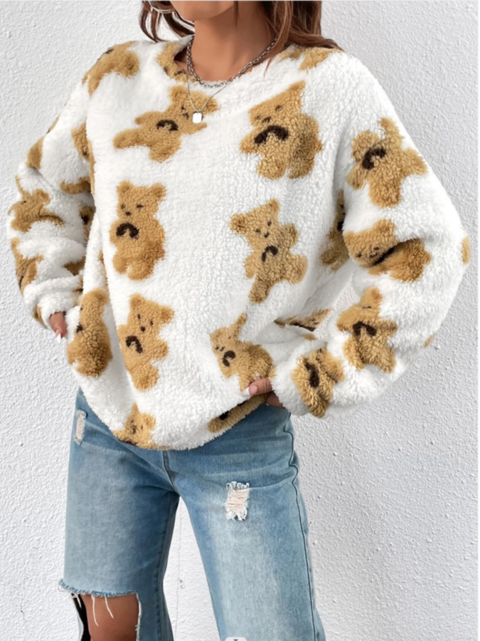 Casual Crew Neck Animal Sweatshirt