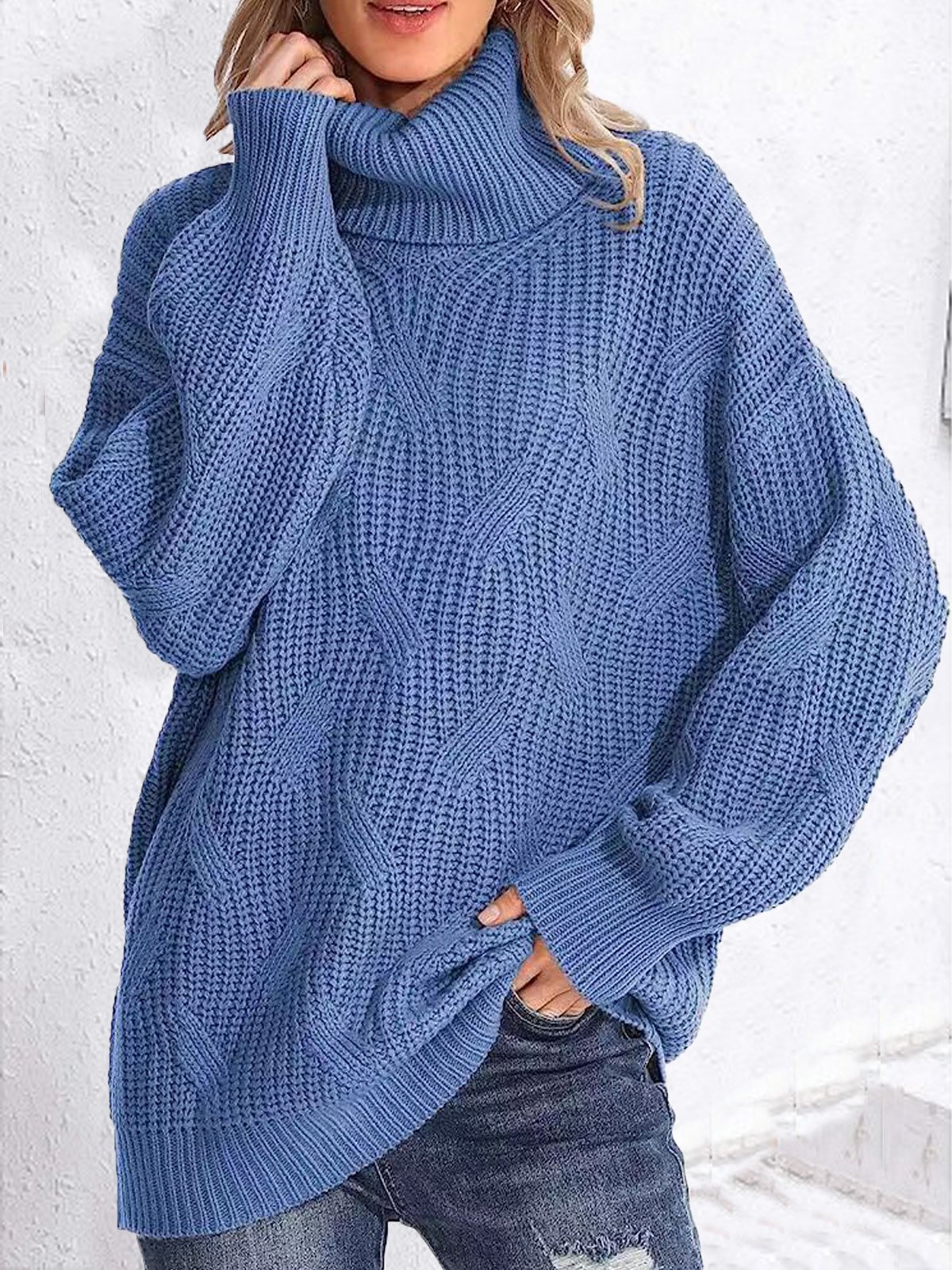 Women Wool/Knitting Striped Long Sleeve Comfy Casual Sweater