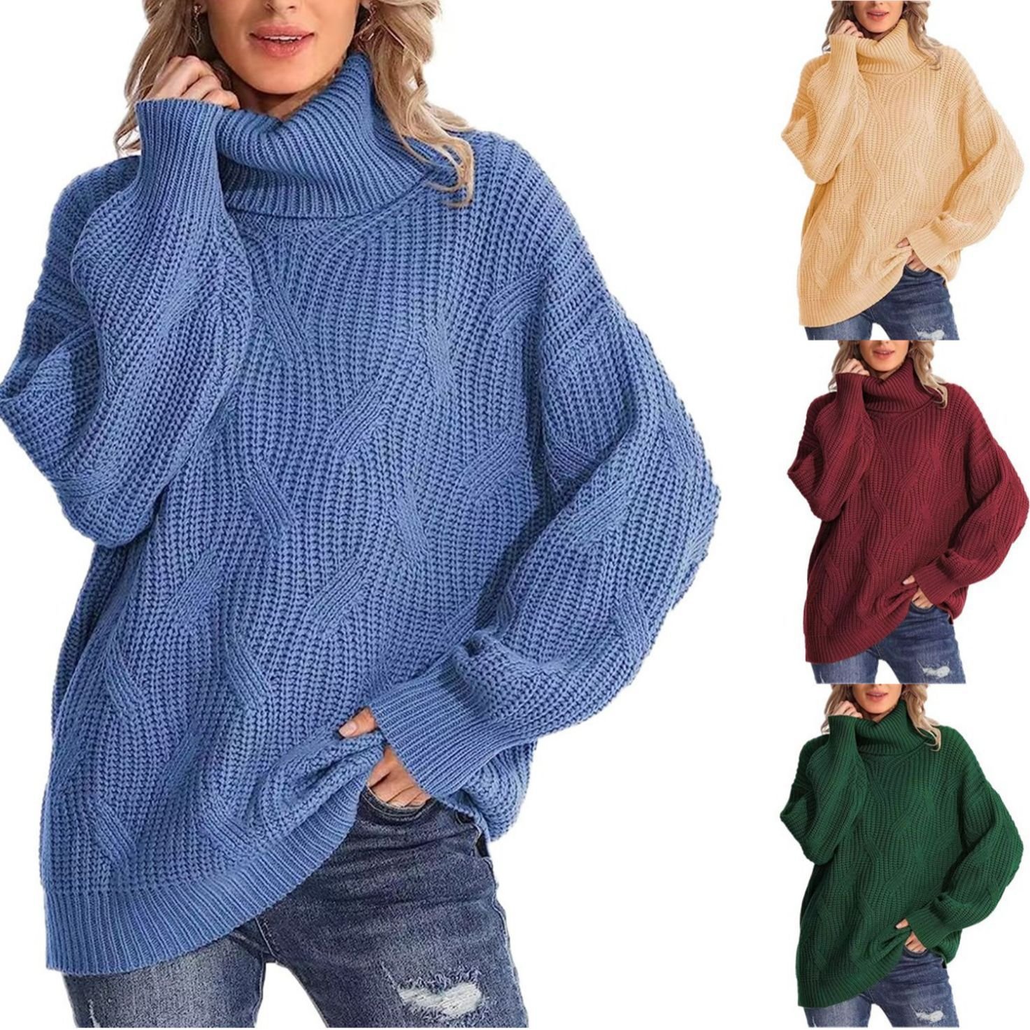 Women Wool/Knitting Striped Long Sleeve Comfy Casual Sweater