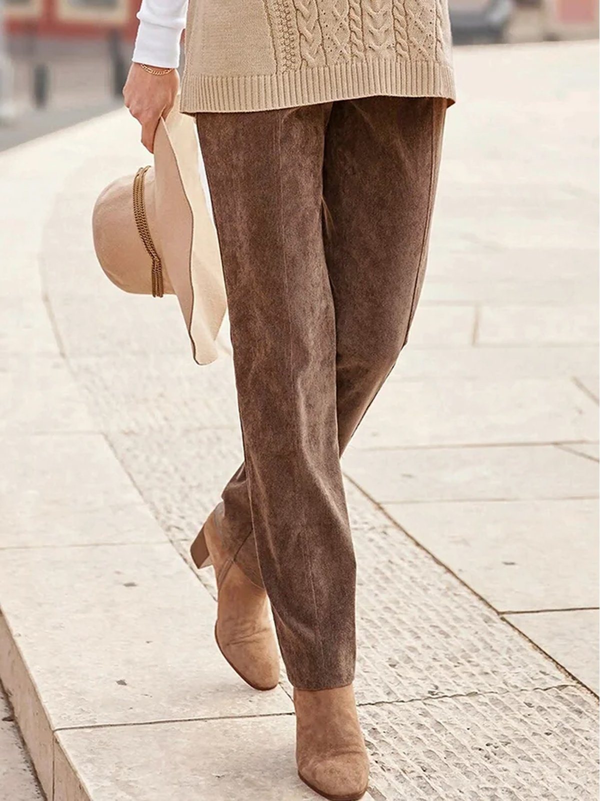 Women Vintage Plain Long Pants